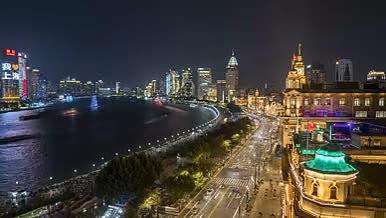 上海4K实拍外滩建筑灯光夜景视频的预览图